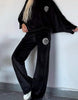 Velvet Solid Color Crew-neck Batwing Sleeve Casual Two-piece Suit Women's Clothing YNIQUE