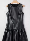Faux Leather Ruffle Hem Sleeveless Mini Dress Simply Love