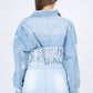 Distressed Denim Jacket with Frayed Hem Wäre Rare Trend