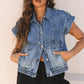 ACID WASH CAP SLEEVE DENIM JACKET