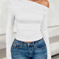 Devine Ruched One Shoulder Long Sleeve T-Shirt Wäre Rare Trend