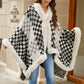 Checkered Faux Fur Trim Poncho Trendsi