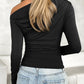 Devine Ruched One Shoulder Long Sleeve T-Shirt Wäre Rare Trend