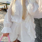 RUFFLED DOT APPLIQUE COLLARD NECK TOP AND SHORTS SET WARE
