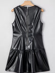 Faux Leather Ruffle Hem Sleeveless Mini Dress Simply Love