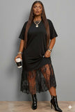 Plus Size Lace Hem Patchwork T-Shirt Midi Dress Wäre Rare Fashion