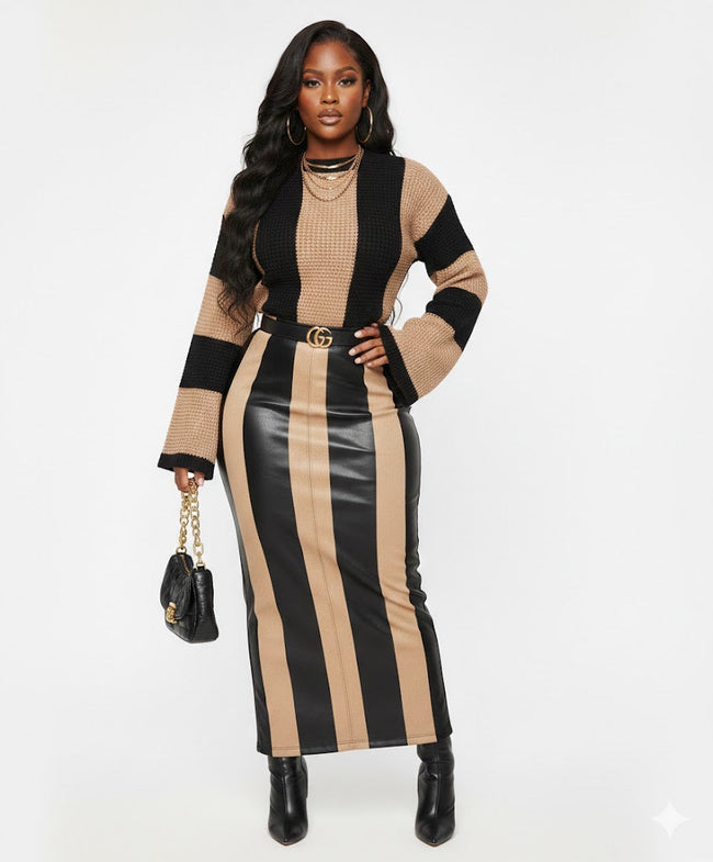 Color block striped bell sleeve sweater Wäre Rare Fashion