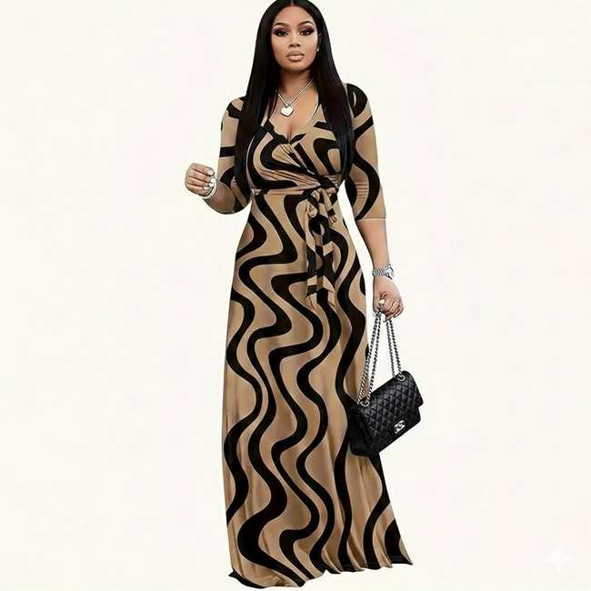 Wavy Print Maxi Dress WARE RARE J