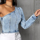 ONE SHOULDER DENIM TOP Wäre Rare Trend