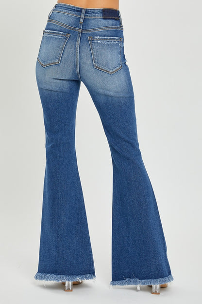 FRONT SLIT FRAYED JEANS