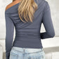 Devine Ruched One Shoulder Long Sleeve T-Shirt Wäre Rare Trend