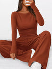 Long Sleeve Top and Wide Leg Pants Set Simply Love