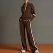 Women's Half-Zip Striped Sweatshirt & Wide-Leg Pants Set MERIDGE