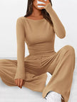 Long Sleeve Top and Wide Leg Pants Set Simply Love