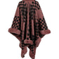 Checkered Faux Fur Trim Poncho Trendsi