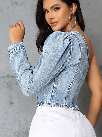 ONE SHOULDER DENIM TOP Wäre Rare Trend