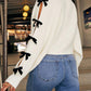 Bow V-Neck Cutout Sleeve Cardigan Trendsi