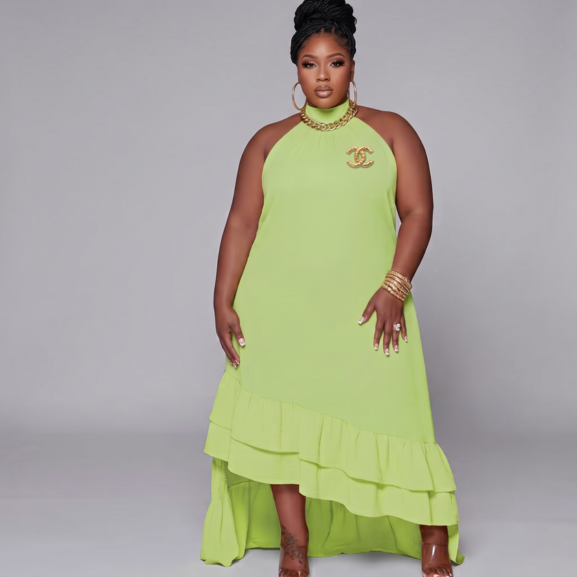 Plus + Ruffled Maxi Dress Wäre Rare