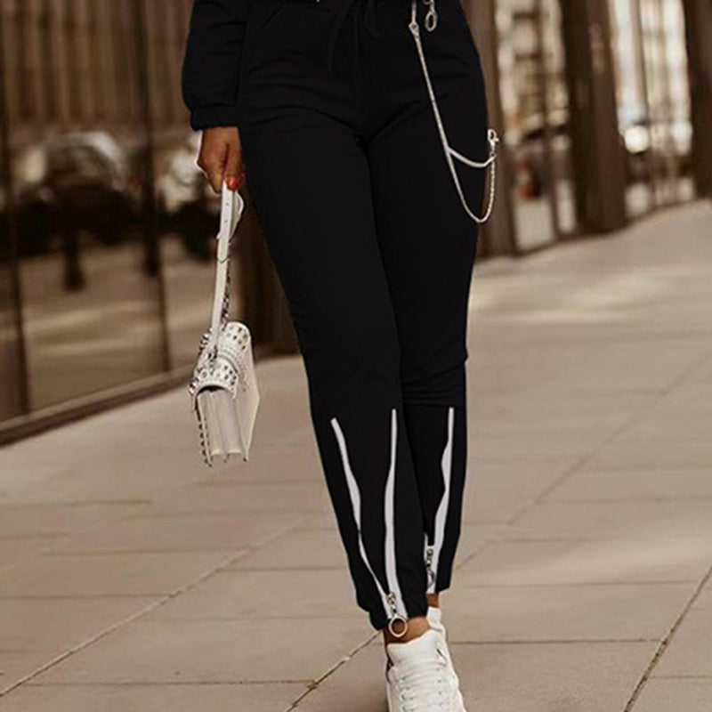Drawstring Pocket Zipper Tracksuit