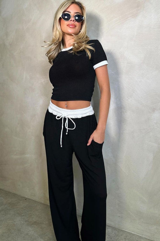 CONTRAST RELAXED PANT SET