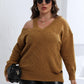 Plus Size Cutout V-Neck Sweater Wäre Rare Trend