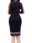 Striped Bodycon Long Sleeve Dress Lady Ros