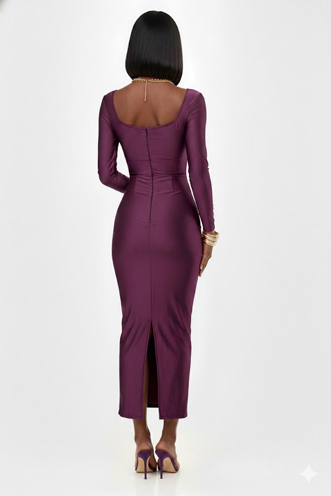 EGGPLANT TRICOT LONG DRESS Wäre Rare Fashion