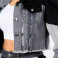 Button Up Cropped Patchwork Denim Jacket Wäre Rare Trend