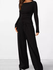 Long Sleeve Top and Wide Leg Pants Set Simply Love