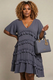PLUS - TIERED RUFFLE MINI DRESS Wäre Rare Fashion