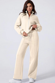 Solid Zip-Up Jacket and Drawstring Pants Set Wäre Rare Fashion