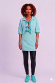 Bow Collared 3/4 Sleeve Side Pocket Mini Shirt Dress Wäre Rare Fashion