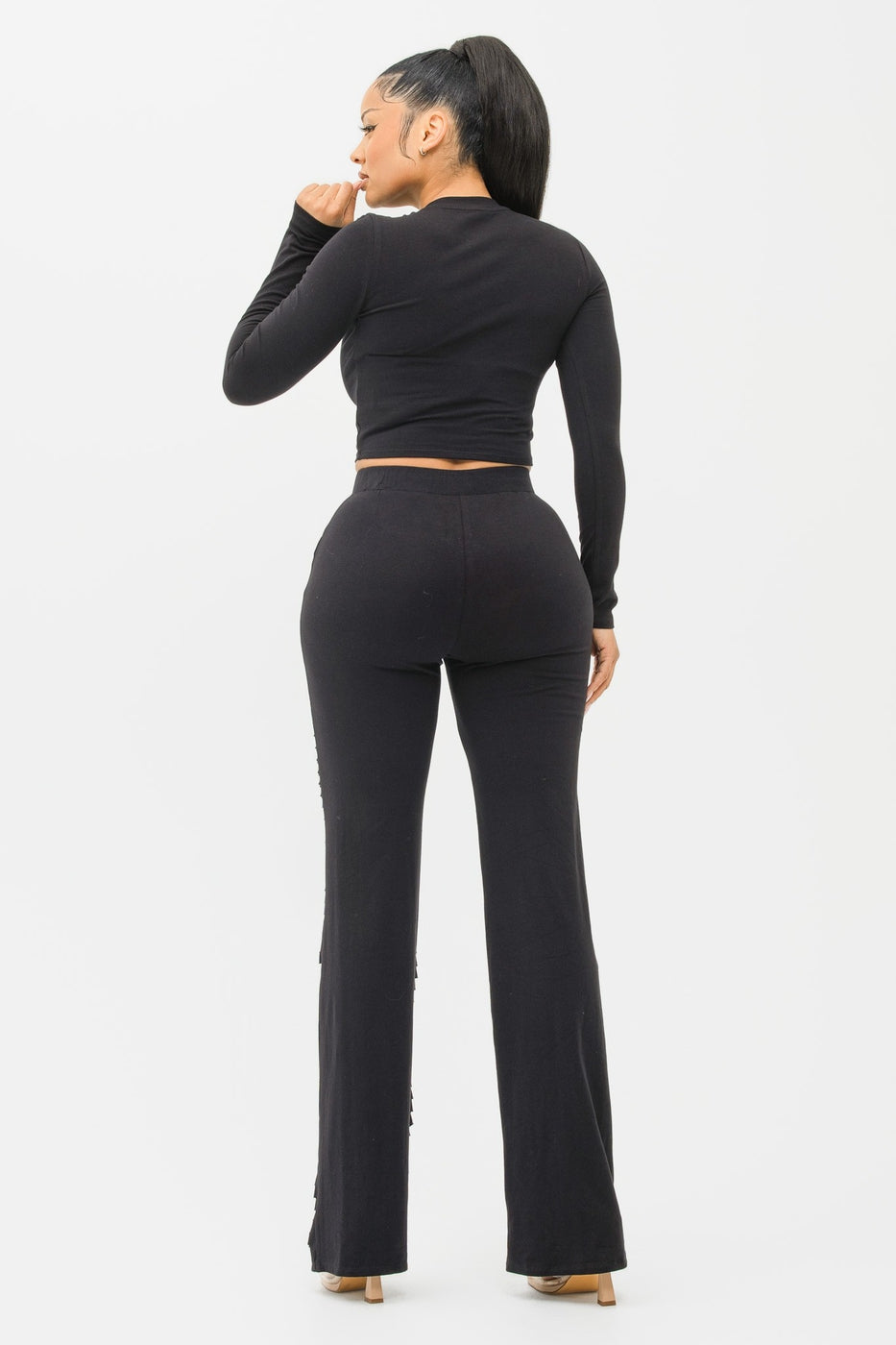 Laser Cut Flare Pants Set Wäre Rare