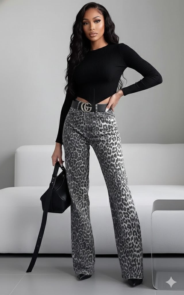 Leopard print high waist pants Wäre Rare Fashion