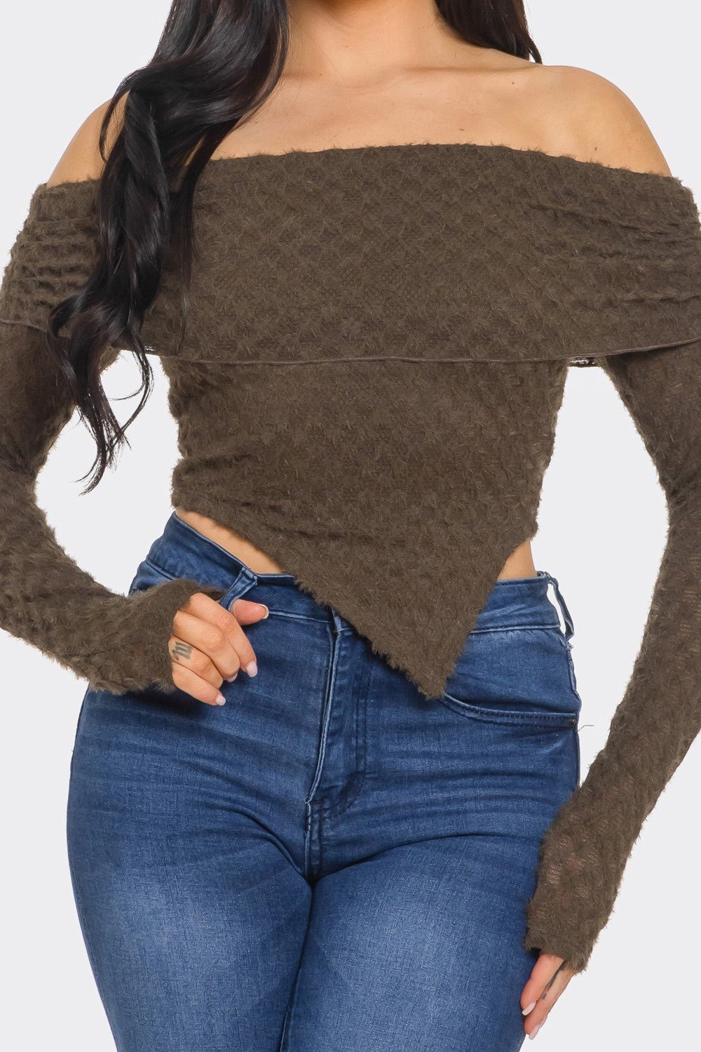 Leslie Off-Shoulder Asymmetric Long Sleeve Top – Stylish Women’s Blouse Blaire Shops