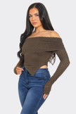 Leslie Off-Shoulder Asymmetric Long Sleeve Top – Stylish Women’s Blouse Blaire Shops