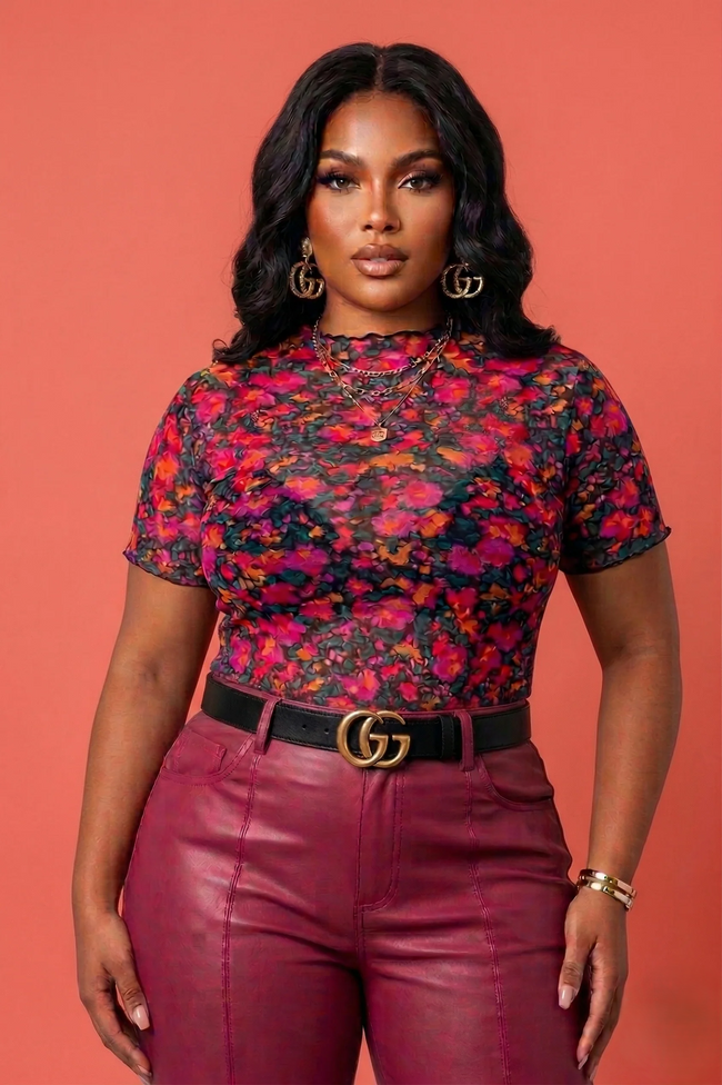 Floral Mesh Short Sleeve Top Wäre Rare Fashion