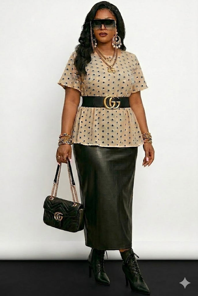 Plus Size Polka Dot Button Back Babydoll Blouse Wäre Rare Fashion