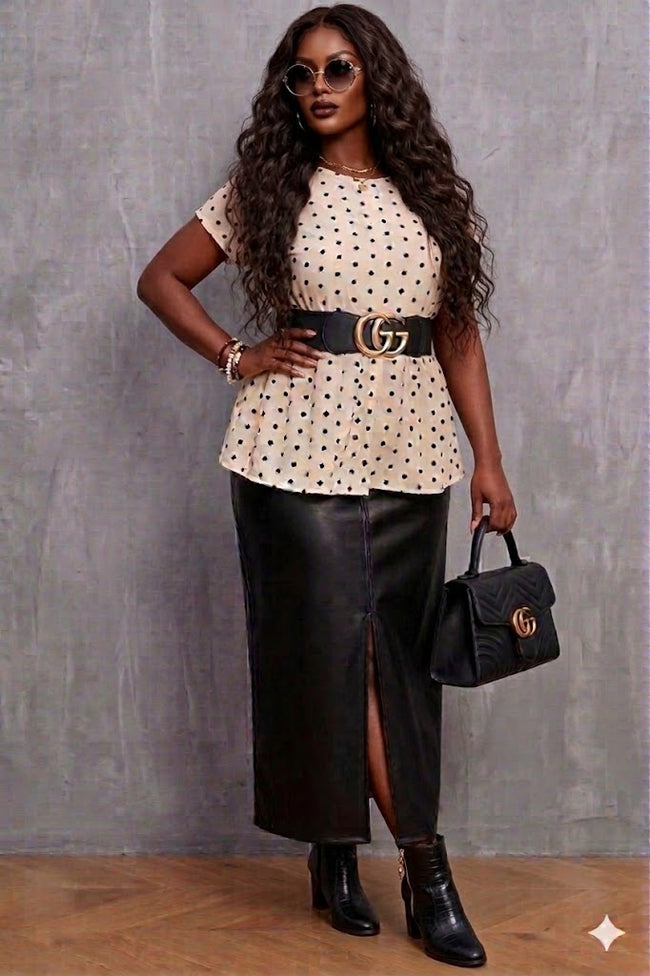 Plus Size Polka Dot Button Back Babydoll Blouse Wäre Rare Fashion