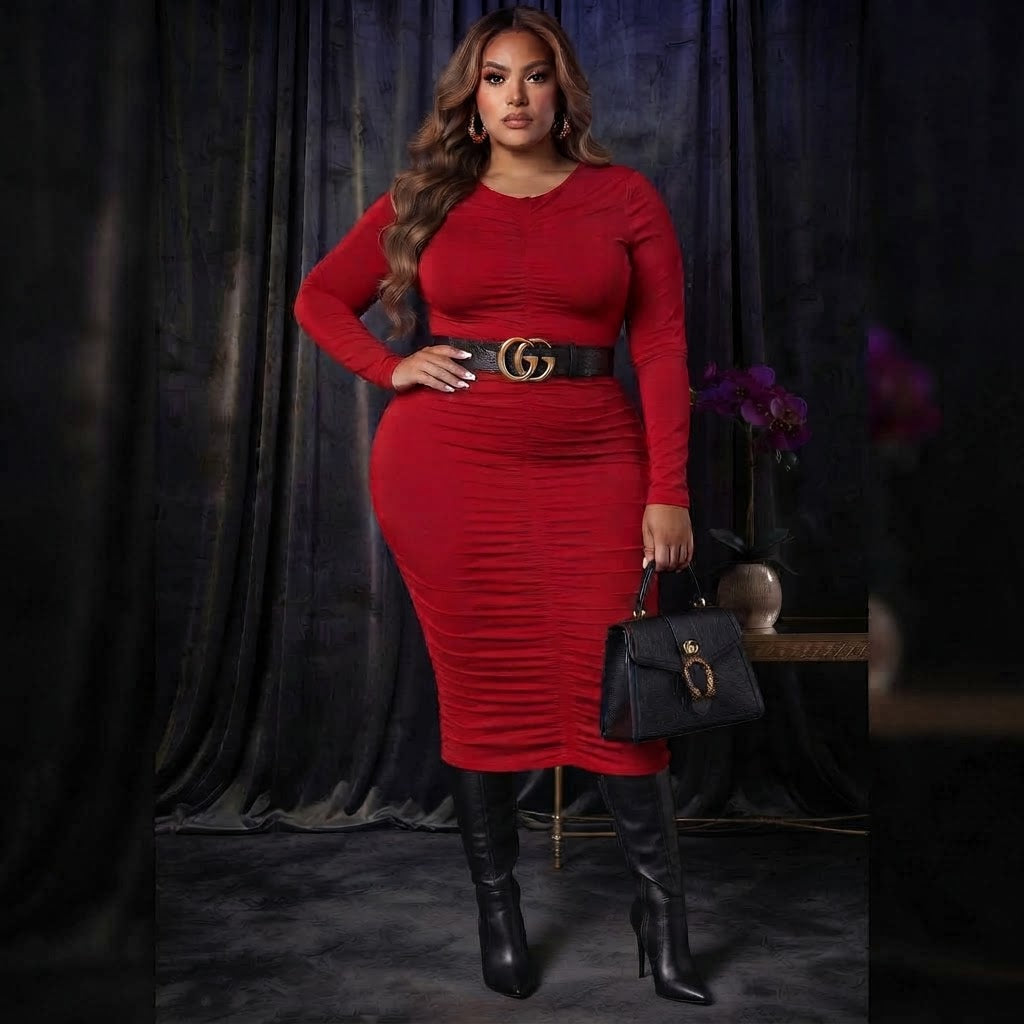 Plus + Jackie Ruched Long Sleeve Dress Blaire Shops