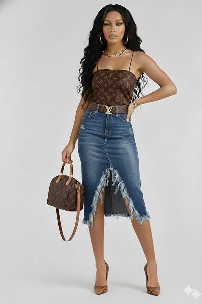 V SPLIT DENIM SKIRT Wäre Rare
