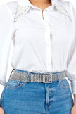 Pearl Collared Button Down Shirt Bella Moda Latina
