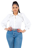 Pearl Collared Button Down Shirt Bella Moda Latina