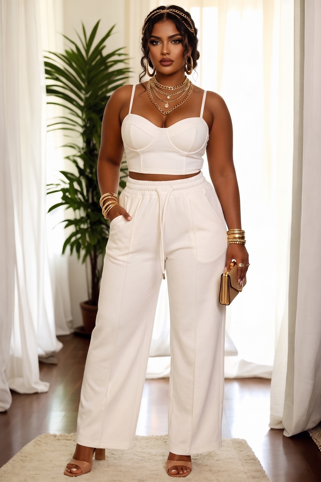 Plus Bustier Crop Cami Top & Pocket Straight Pants Wäre Rare Fashion