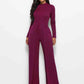 Long Sleeve Mock Neck Wide Leg Jumpsuit Trendsi