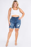 PLUS SIZE DISTRESSED SKINNY DENIM SHORTS - Wäre Rare