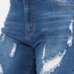 PLUS SIZE DISTRESSED SKINNY DENIM SHORTS - Wäre Rare