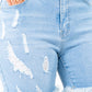 PLUS SIZE DISTRESSED SKINNY DENIM SHORTS - Wäre Rare