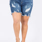 PLUS SIZE DISTRESSED SKINNY DENIM SHORTS - Wäre Rare