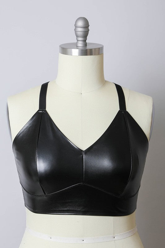 PLUS FAUX LEATHER BRALETTE Leto Accessories